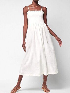 Faherty Dream Cotton Gauze Lakeview Dress - White - Size Small